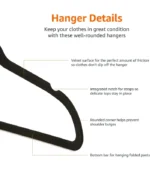 Amazon Basics Slim Velvet Non-Slip Space Saving Suit Clothes Hangers, Closet Organizer, Black, 50-Pack - Image 3