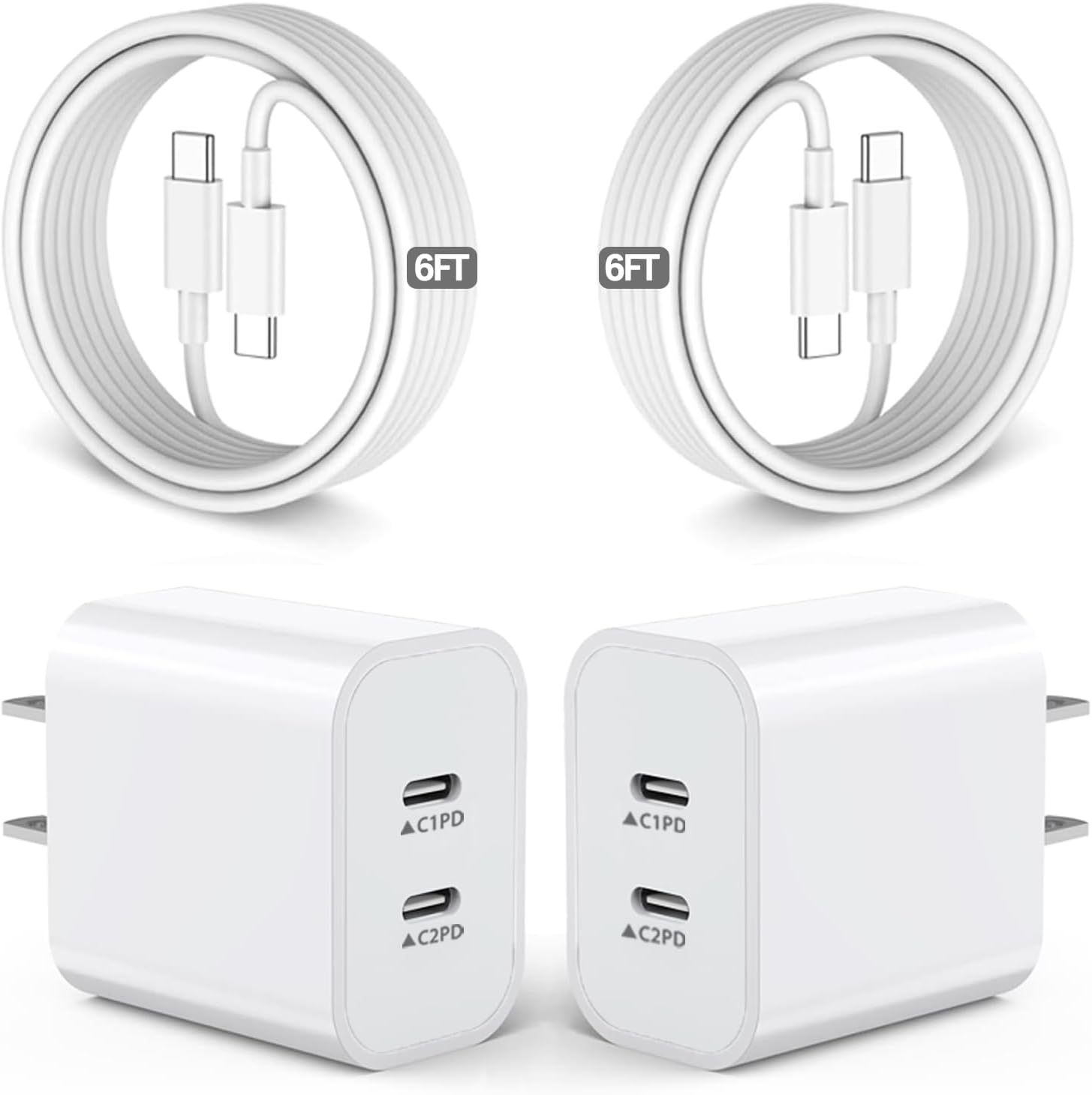 BikeAnything iPhone 17 16 15 Charger,USB C Charger Fast Charging,2Pack Dual Port Fast Wall Chargers Block with 6FT USB C Cable for iPhone 17e/17 Pro Max/17 Pro/Air/16Pro Max/16 Plus/16e/15/iPad Pro/Air/Mini/AirPod - Image 1