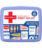 BAND-AID Brand Travel Ready Portable Emergency First Aid Kit for Minor Wound Care, Perfect for Home, Car, Travel, Camping Essentials & Outdoor Emergency Kit, 80 Pieces