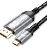 USB-C to DisplayPort Cable 6.6ft (16K@60Hz 8K@120Hz), 80Gbps USB C to DP 2.1 Cord Thunderbolt 3/4/5 Compatible with MacBook Pro/Air, for iPhone 17 Pro Max, for iPad Pro, for iMac, for XPS.