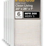 Filtrete 20x25x1 Air Filter MERV 5, 6-Pack AC Furnace HVAC Filters for Home, MPR 300 Basic Dust Defense, Pleated Electrostatic Removes Lint & Dust (Actual Size 19.69x24.69x0.81 in)
