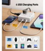 10Ft Extension Cord with Multiple Outlets, Flat Plug Surge Protector Power Strip 10 Ft Long Cord, 8 Outlets & 4 USB Ports (2 USB C), Desk Charging Station for Home Office, College Dorm Room Essentials - Image 2