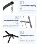 SWITTE Egg Chair Outdoor with Stand, Indoor Wicker Hanging Egg Swing Chair with Cushion, 350lbs Capacity for Patio, Bedroom, Garden - Dark Grey - Image 3