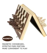 AMEROUS 15 Inches Magnetic Wooden Chess Set - 2 Extra Queens - Folding Board - Pieces Storage Slots, Handmade Portable Travel Chess Game - Beginner Chess Set for Kids, 6 up Age - Image 3