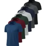 BOOJO 7 Pack Polo Shirts for Men - Quick Dry Moisture Wicking Performance Short Sleeve Mens Golf Shirts for Casual Work