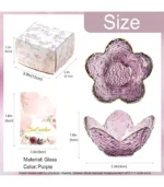 Purple Flower Jewelry Dish Glass Ring Holder Dish Jewelry Tray Cute Vanity Organizer Aesthetic Nightstand Bathroom Room Decor Trinket Dish Mothers Day Friendship Christmas Birthday Gifts for Women - Image 2