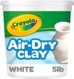 Crayola Air Dry Clay (5lbs), Teacher Supplies, Natural White Modeling Clay for Kids, Sculpting Material, Bulk Craft Supplies for Art ClassroomsAbout this item CRAYOLA AIR DRY CLAY: Includes 5 pounds of Crayola Sculpting Clay in a re-sealable bucket. BULK TEACHER SUPPLIES: Stock up on teacher classroom must haves, including Crayola bulk packs of crayons, markers, and more. Great for kindergarten, preschool, elementary school, art rooms, and group projects. DIY CLAY PROJECTS: Crayola Air Dry Clay lets you use traditional clay sculpting techniques such as coil, slab, pinch, and score-and-weld. Add water to make the clay softer for ease of use! HANDS ON LEARNING: Perfect for classrooms and group activities, this 5lb bucket of bulk clay is a great resource for teachers looking to facilitate hands-on learning. USE WITH PAINT: Crayola Project Paints & Acrylic Paints work well for adding details to your air dry clay creations. EASY CLEAN-UP: Resealable plastic bucket of Air Dry Clay is a snap to clean up. LONG LASTING: Store unused clay in an airtight container to keep it fresh and ready to reuse.
