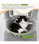 Globlazer F74D Cat Tree for Large Cats 20+ lbs, 74in Tall Tower, Light Grey | Easy Assembly, Maine Coon, Large Cats, 2 Condos, Steel-Rim Basket Bowl, Plush Bed, 2 Perches, Sisal Posts, Anti-Topple Strap - Image 2