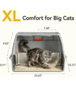 Extra Large Stainless Steel Litter Box with Lid, High Sided Enclosed Metal Cat Litter Pan, Dog Proof Front Entry Top Exit, Odor Control Easy Clean Leak Proof, Includes Scoop & Step, Light Gray - Image 2